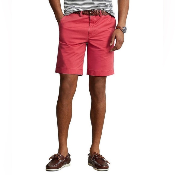 Polo Ralph Lauren Classic-Fit Stretch Chino Shorts Red Size 32 - Picture 1 of 8